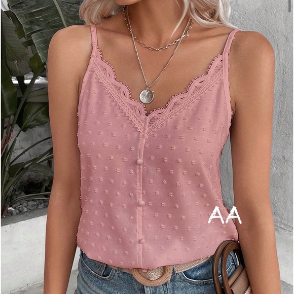 Classic Elegant Sheer Mesh Lace V Neck Cami Tank Top Blouse Shirt - Picture 10 of 10